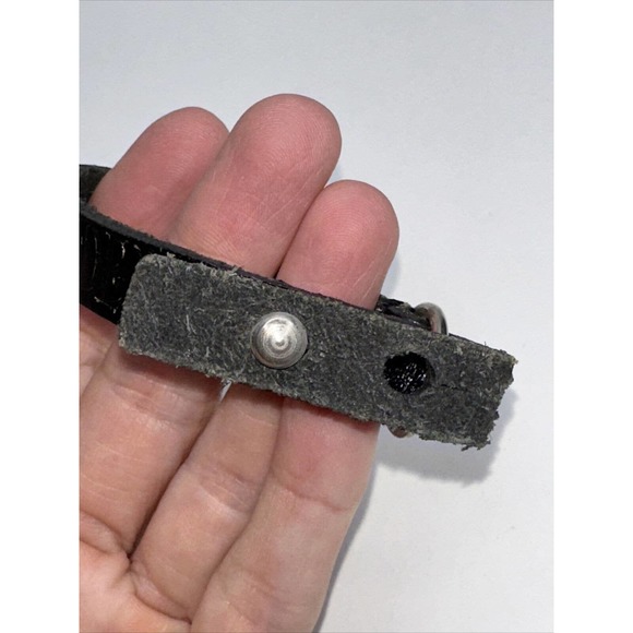 Black Leather We are the Outsiders Bracelet Button Clasp Embossed - Picture 4 of 10